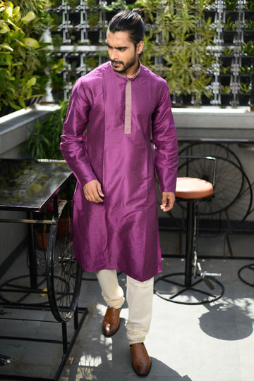 Purple Cotton Silk Kurta - NamegStore